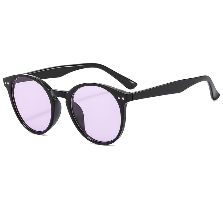 Damen modische runde Sonnenbrille mit transparentem Rahmen und UV-Schutz Karnz