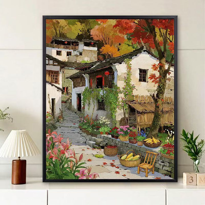 Scenic Village Landschaft Kunstdruck Karnz