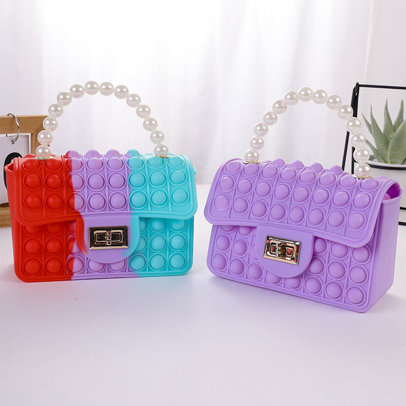 Damen stilvolle Handtasche mit Perlengriff Karnz