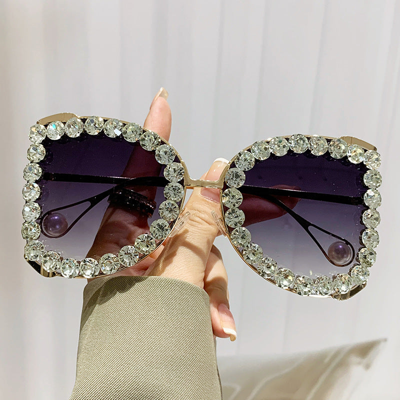Damen extravagante Katzenaugen-Sonnenbrille mit funkelndem Strassrahmen Karnz