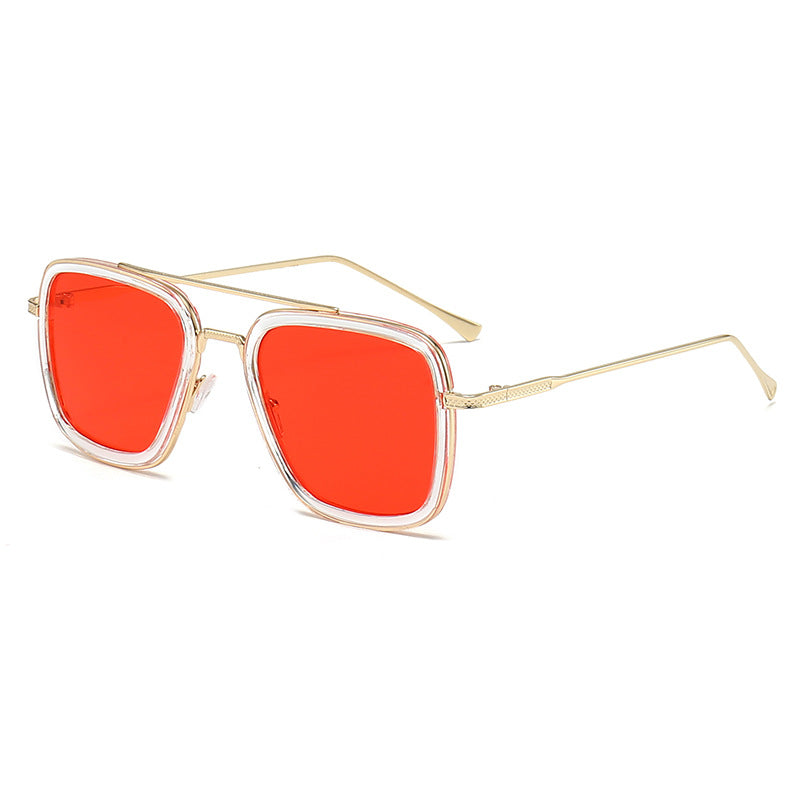 Damen modische quadratische Sonnenbrille mit glamourösem Metallrahmen Karnz