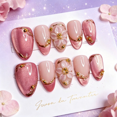 Dekoratives Floral Press-On Nagelset Karnz