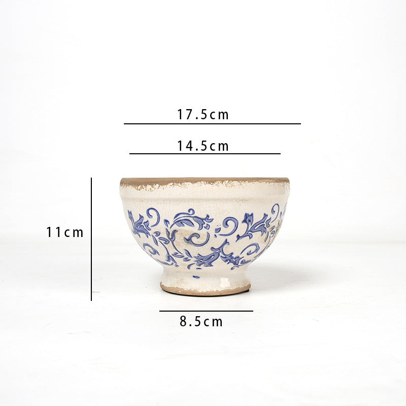 Florale Keramik Pflanzgefäß Karnz