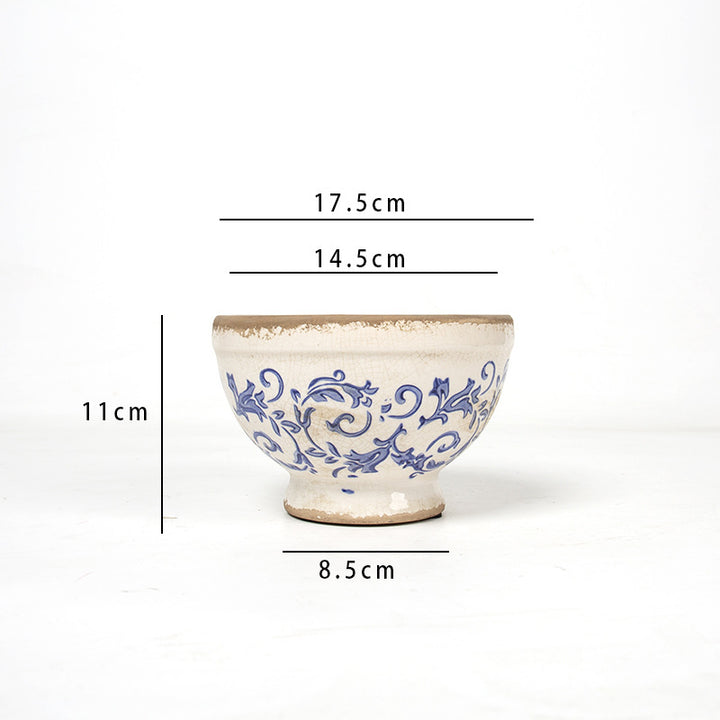 Florale Keramik Pflanzgefäß Karnz