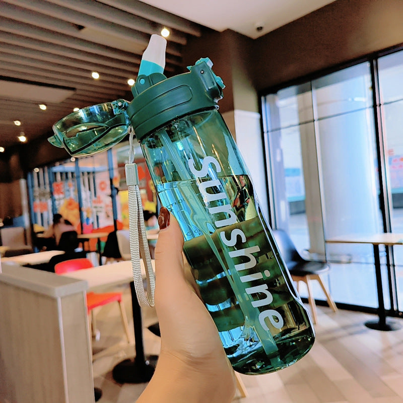 Damen transparente Trinkflasche mit ergonomischem Deckel Karnz