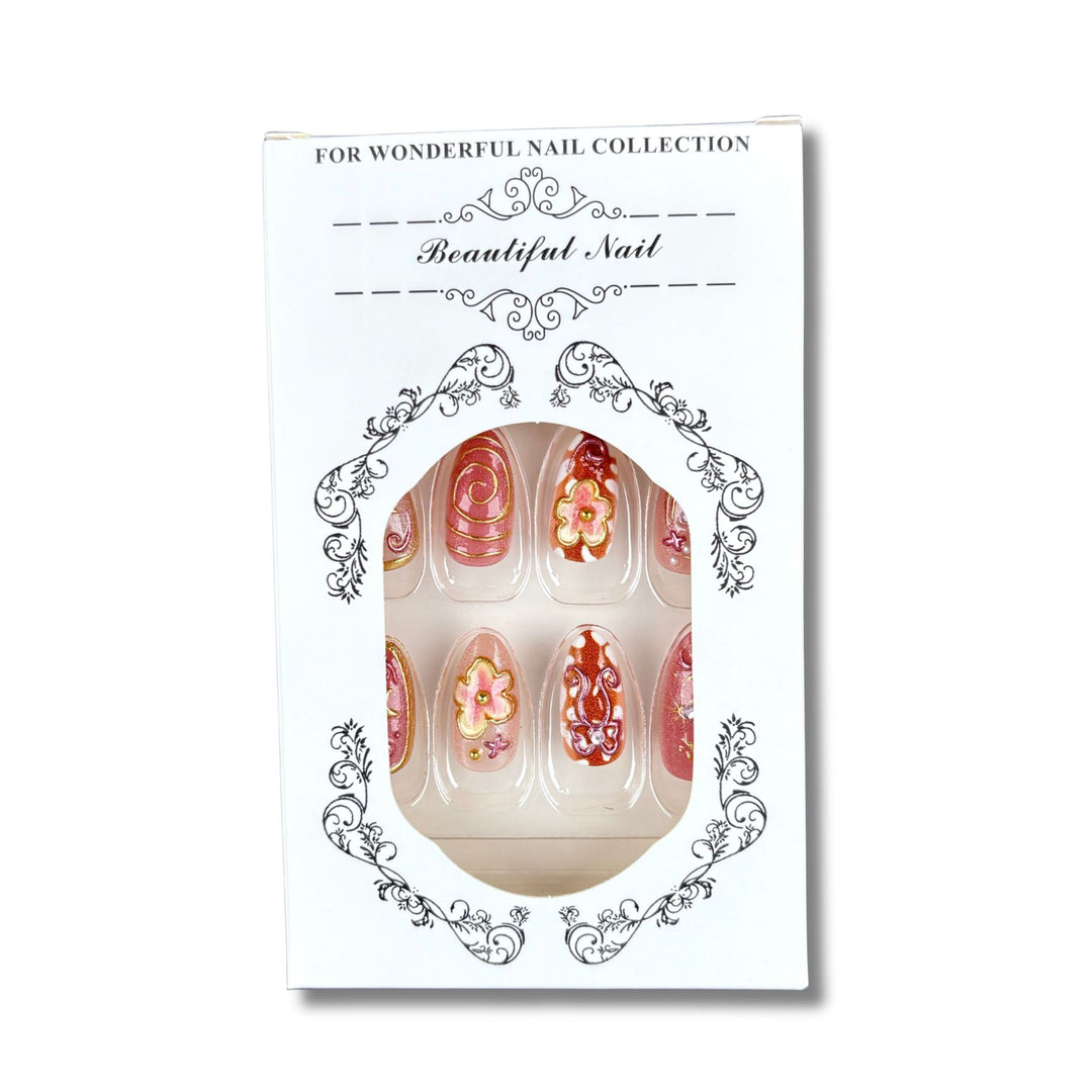 Blumenverziertes Press-On Nageldesign Set