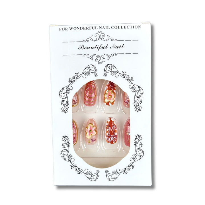 Blumenverziertes Press-On Nageldesign Set