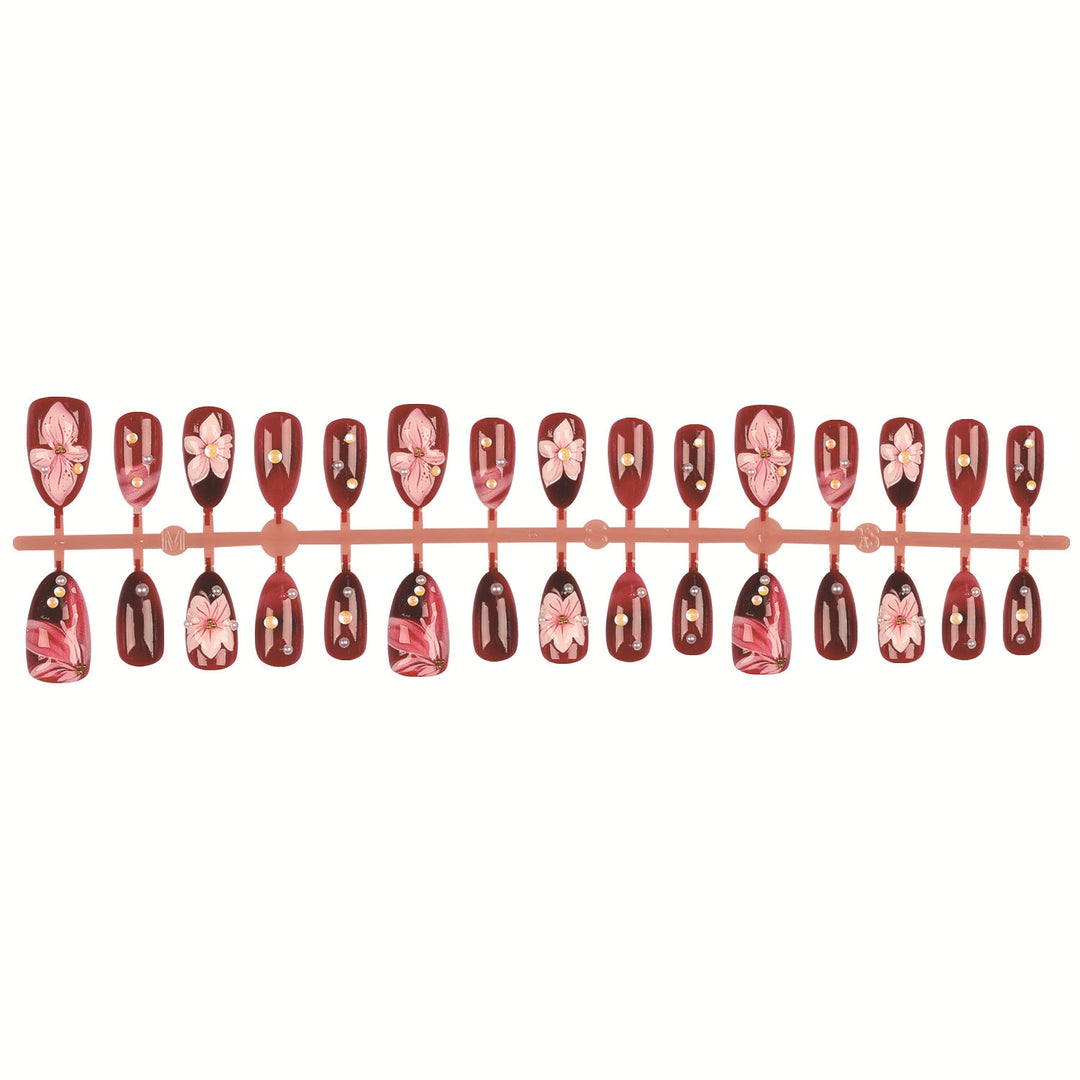 Elegante florale Acryl-Nagelspitzen-Set