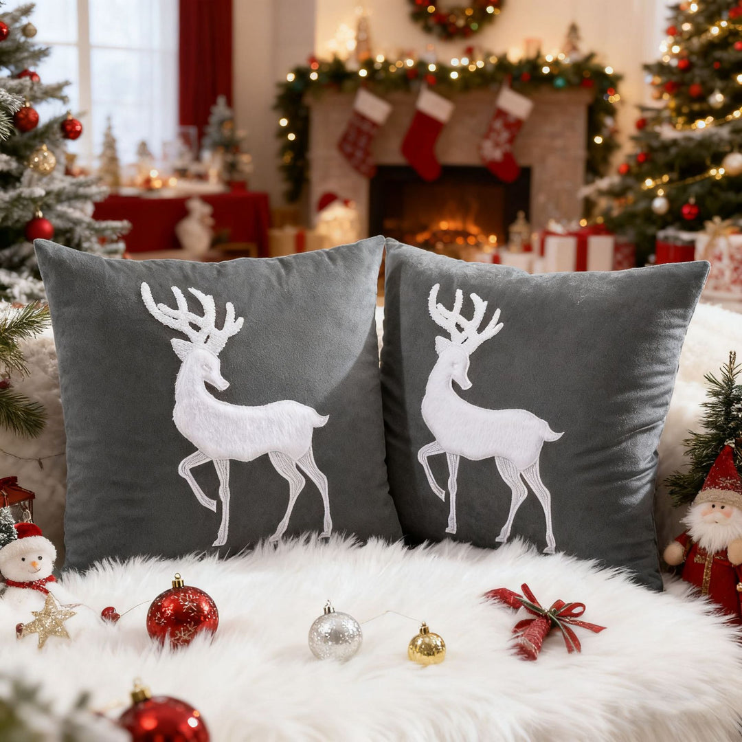 Dekoratives Weihnachts-Wurfkissen mit Hirschsilhouette