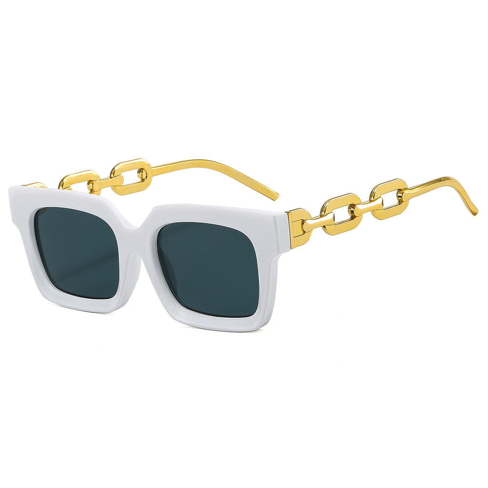 Damen modische quadratische Sonnenbrille mit luxuriösen Kettendetails Karnz