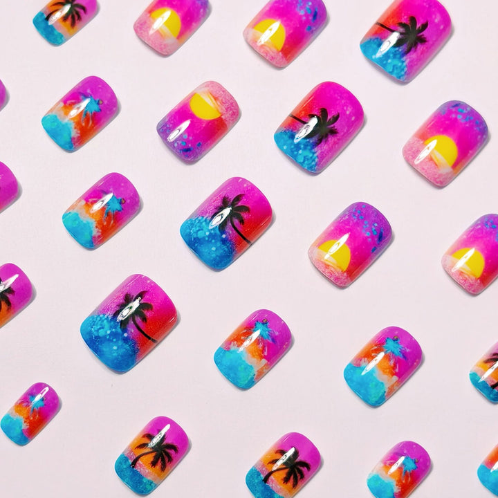 Kunstnägel mit Leuchtendem Sonnenuntergangs-Design Karnz