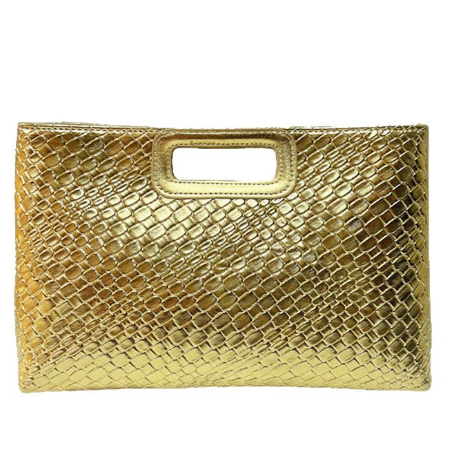 Strukturierte Metallic-Abend-Clutch