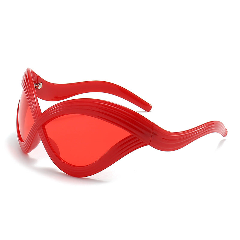 Damen außergewöhnliche Sonnenbrille mit geschwungenem Design Karnz
