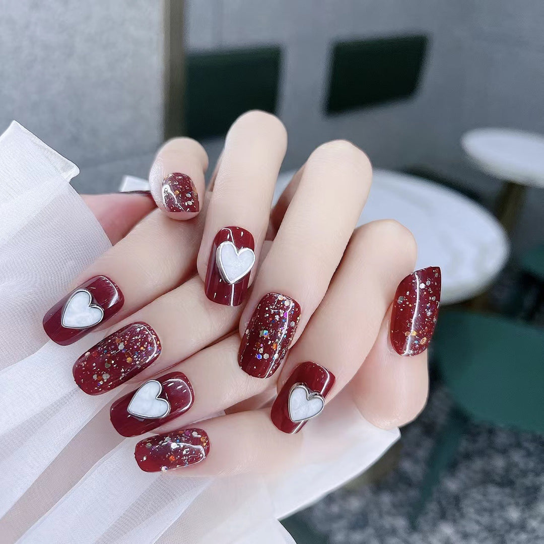 Glamouröses Herzdesign Druck-Nägel Karnz