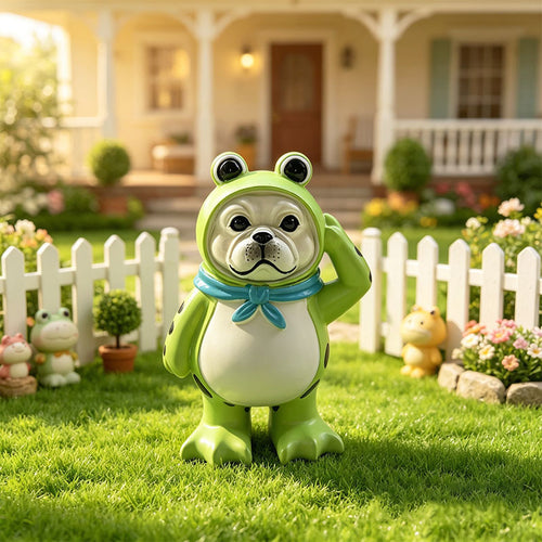 Dekorative Hundefigur mit Froschmotiv Karnz