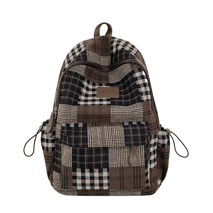 Stylische Vintage Karomuster Rucksack Karnz