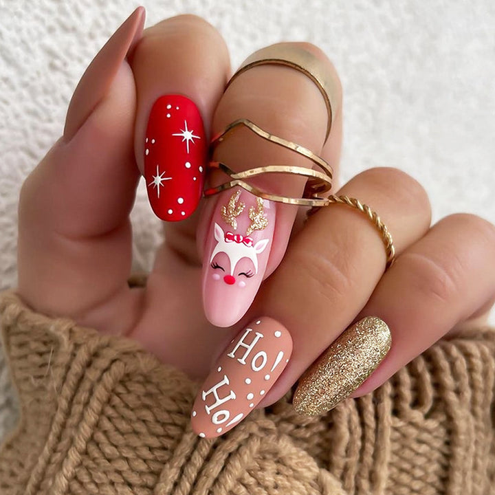 Festliches Urlaub Press-On Nagelset Karnz