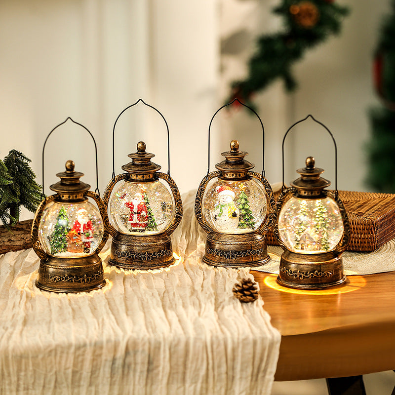 Nostalgische Weihnachtslaterne mit Schneekugel Karnz