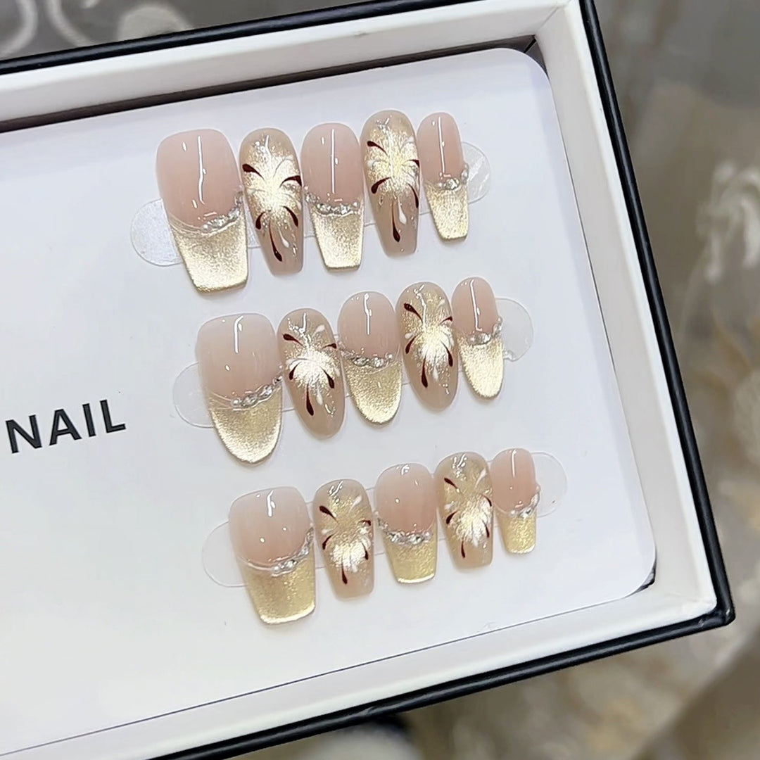 Künstlerisches florales Muster Press-On Nagelset Karnz