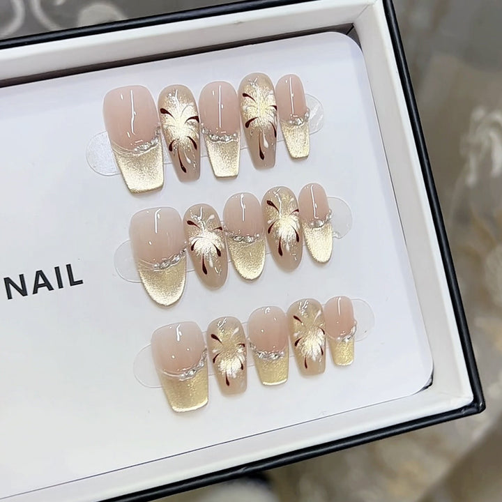 Künstlerisches florales Muster Press-On Nagelset Karnz