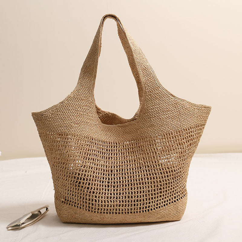 Damen Handgeknüpfte Strandtasche aus natürlichem Bastmaterial Karnz