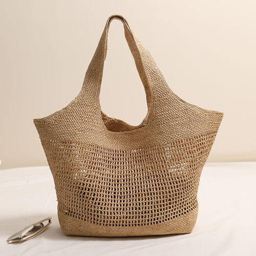Damen Handgeknüpfte Strandtasche aus natürlichem Bastmaterial Karnz