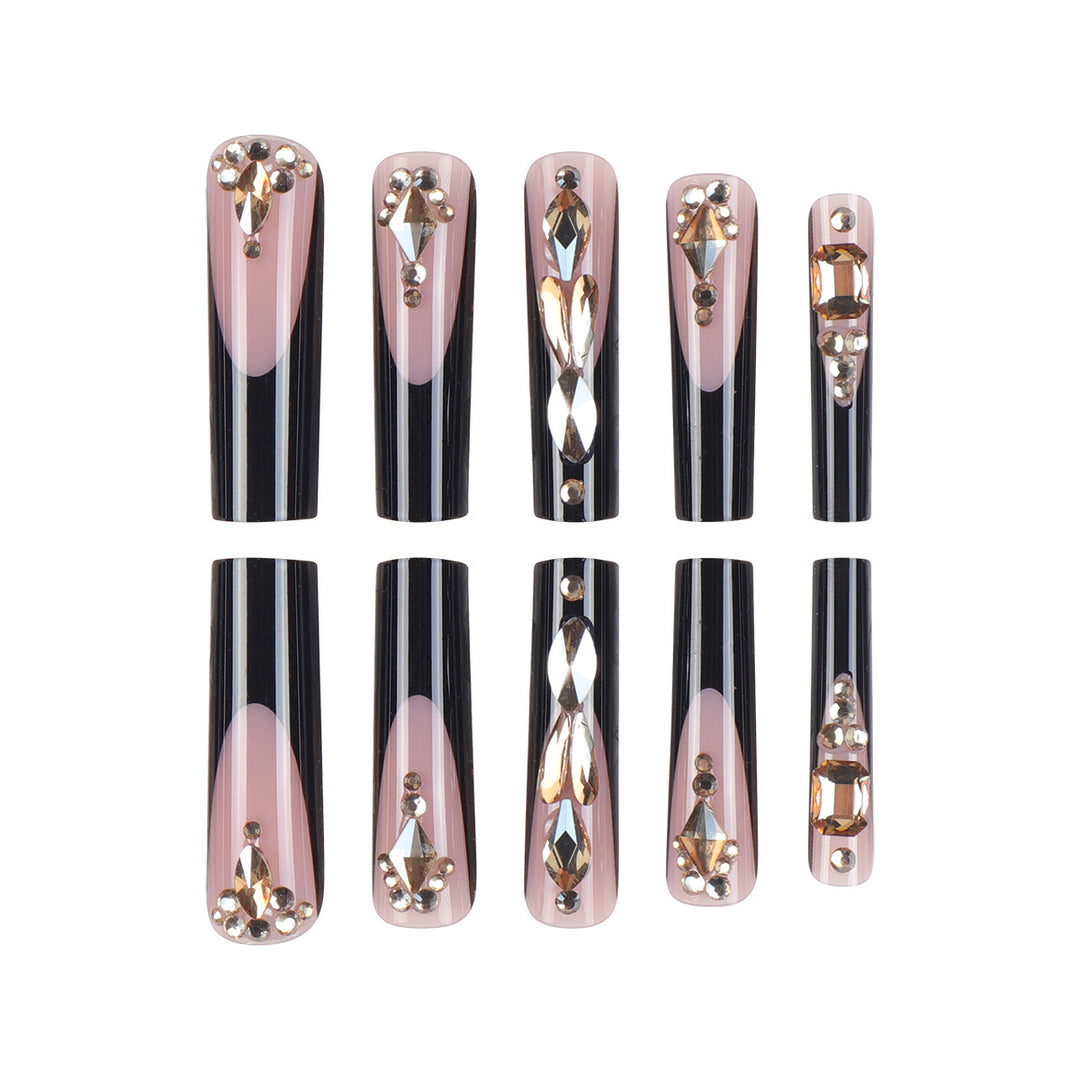 Luxus mit Rhinestones verzierten Stiletto Press-On Nägel Karnz
