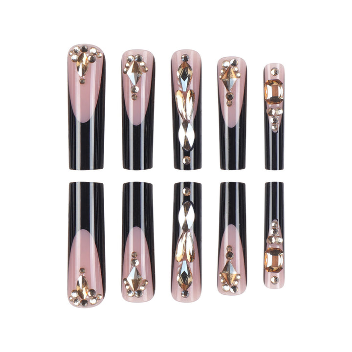 Luxus mit Rhinestones verzierten Stiletto Press-On Nägel Karnz