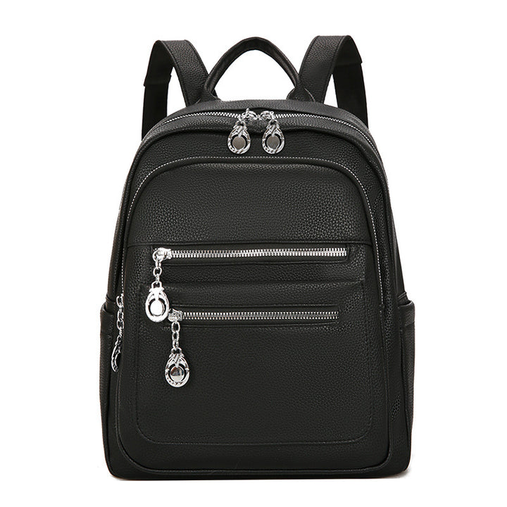 Stylischer Mehrfach-Taschen Leder-Rucksack Karnz