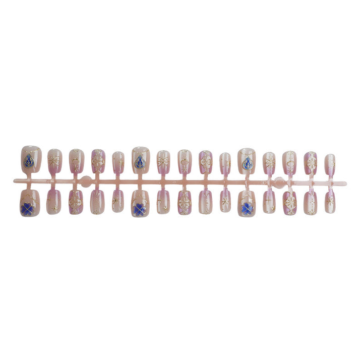 Künstlerisches Floral- und Schmetterlings-Press-On-Nagelkunst-Set