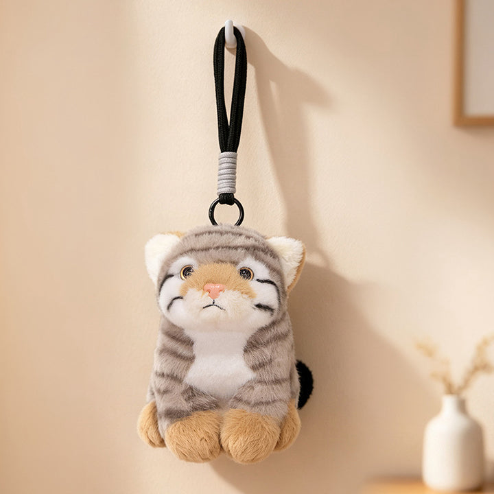 Plüsch Schneeleopard Taschenanhänger mit weichem Kunstfell und abnehmbarem Riemen Karnz