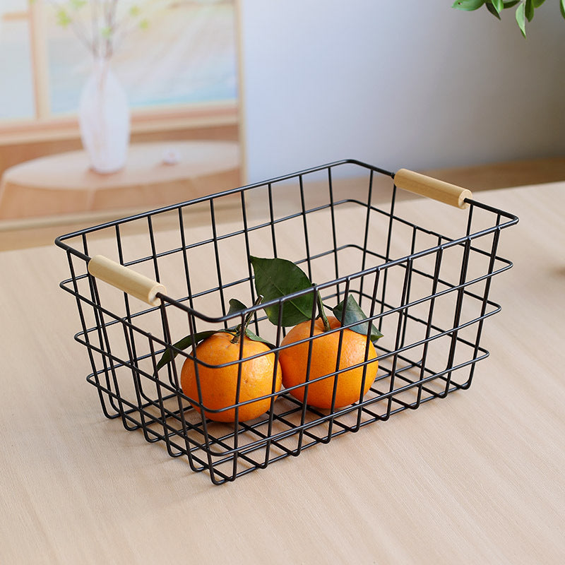 Unisex Drahtaufbewahrungskorb mit ergonomischen Holzgriffen Karnz