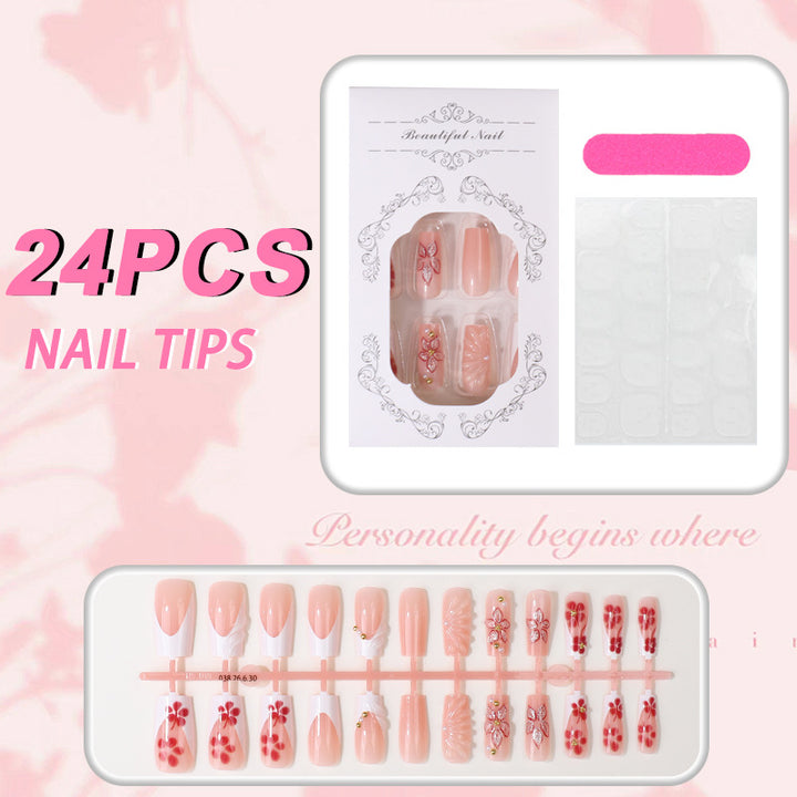 Blumenmuster Press-On Nagelspitzen Set Karnz