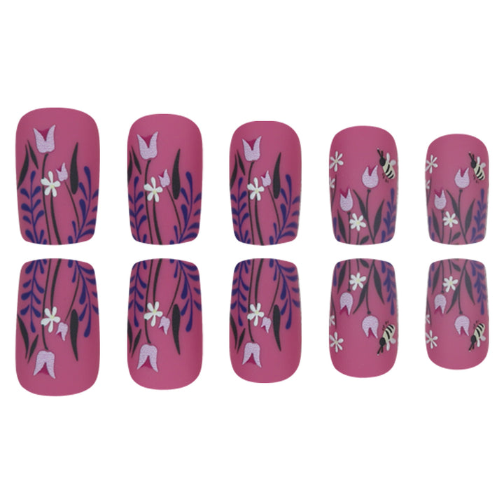 Blumendesign Matte Press-On Nägel Karnz