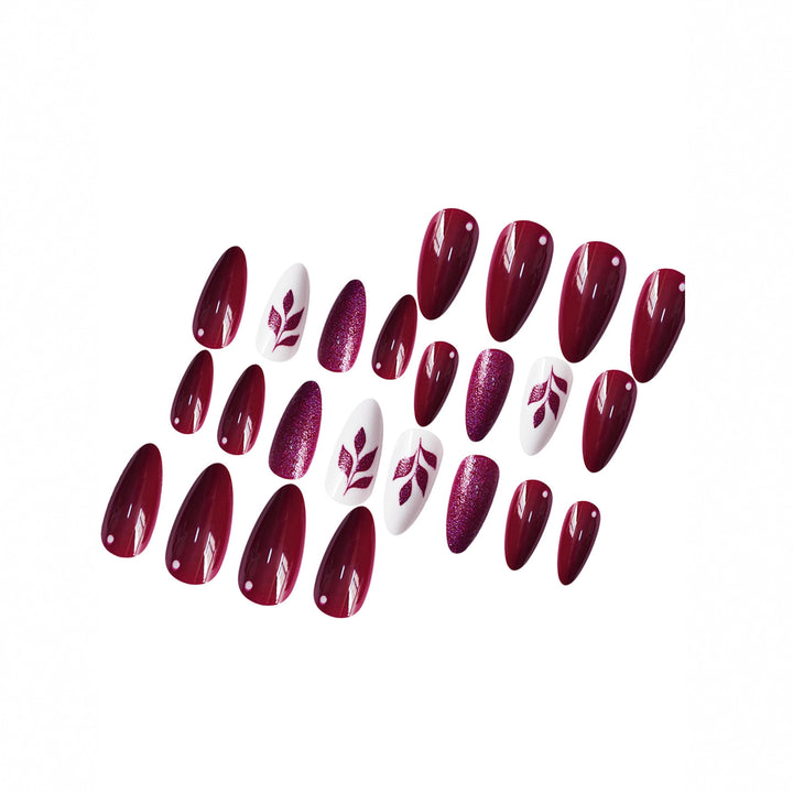 Künstlerisches Press-On Nail Art Set mit glitzerndem Blatt Design Karnz