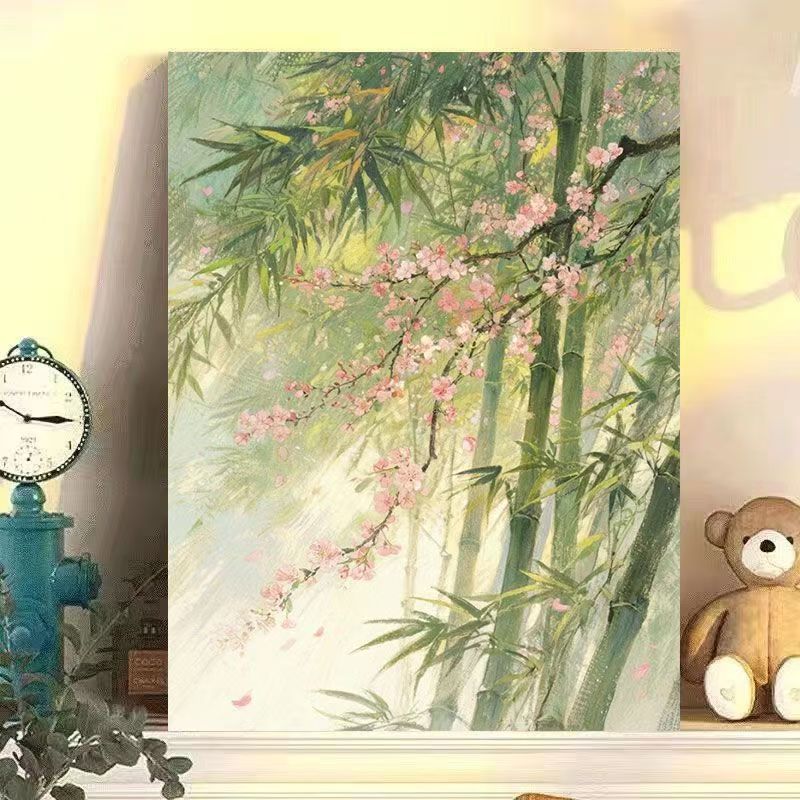 Serene Bambus und Kirschblüten Wandkunst Karnz