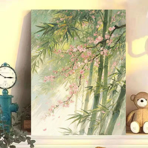 Serene Bambus und Kirschblüten Wandkunst Karnz