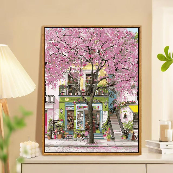 Charmante Frühlingsmarkt Landschaft Wandkunst Karnz