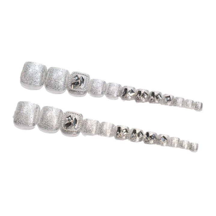 Dekorative Strass Druck-On Zehennägel