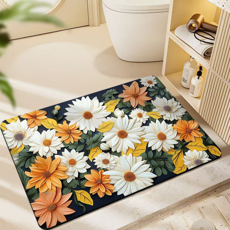 Floral-Themed Plüsch-Badematte