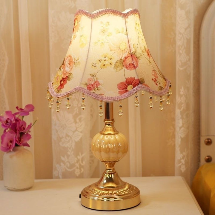 Vintage Kristall-Verzierte Tischlampe