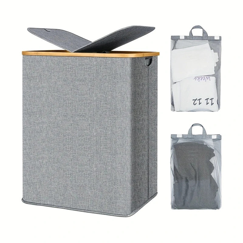 Eleganter Wäschekorb mit Bambusdeckel Karnz