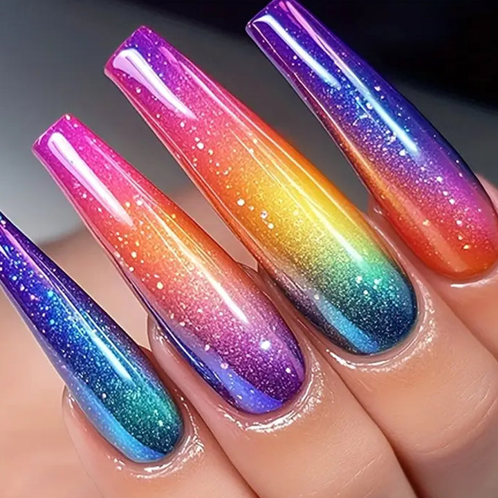 Gradient Glitter Stiletto Nagelkunst Karnz
