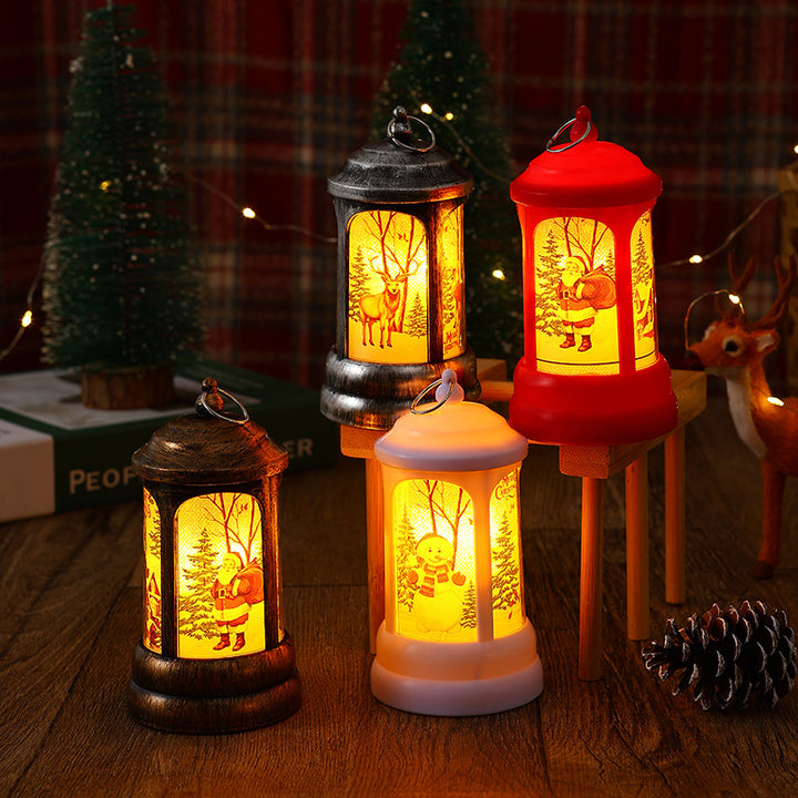 Nostalgische Weihnachtslaterne mit leuchtendem Weihnachtsmann-Motiv Karnz