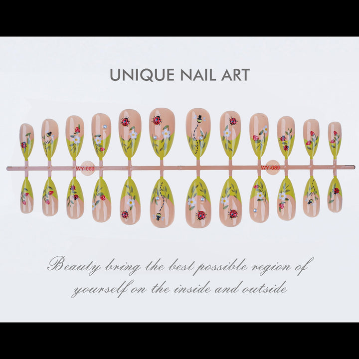 Dekorativer Floral Press-On Nagelset Karnz
