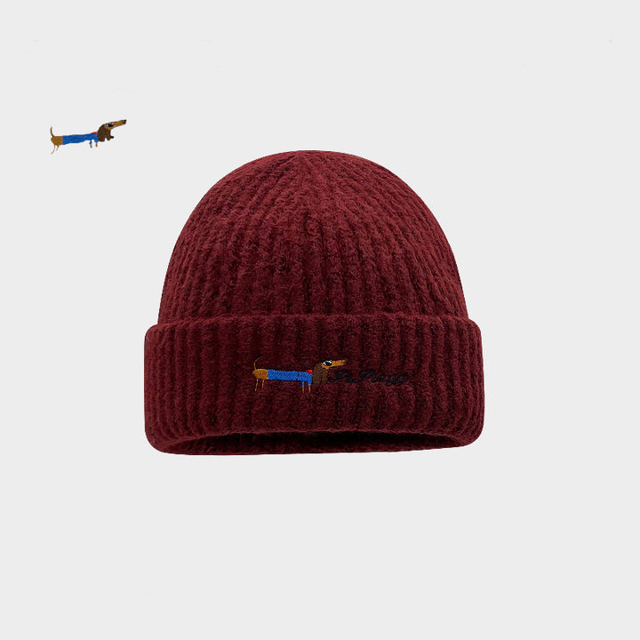 Strickmütze mit Hundemotiv