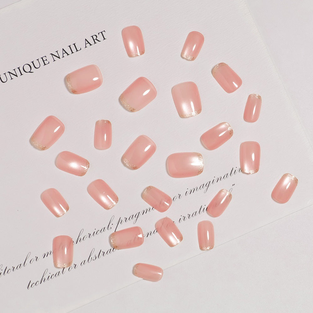 Glänzende French Tip Drucknägel mit Schimmer-Effekten Karnz