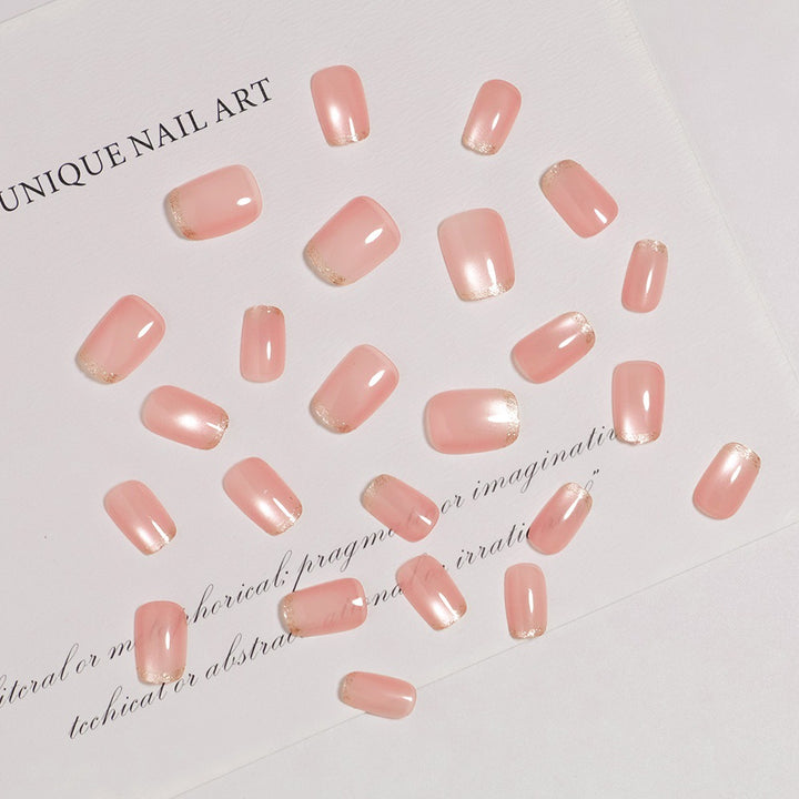 Glänzende French Tip Drucknägel mit Schimmer-Effekten Karnz