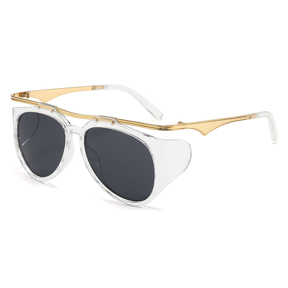 Damen Modische Sport-Sonnenbrille mit Oversized-Rahmen und goldenen Akzenten Karnz
