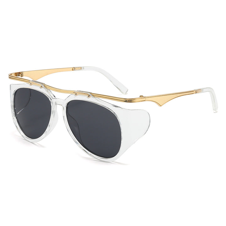 Damen Modische Sport-Sonnenbrille mit Oversized-Rahmen und goldenen Akzenten Karnz